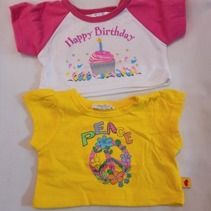 Build A Bear - Yellow Peace Shirt and Happy Birthday Shirt