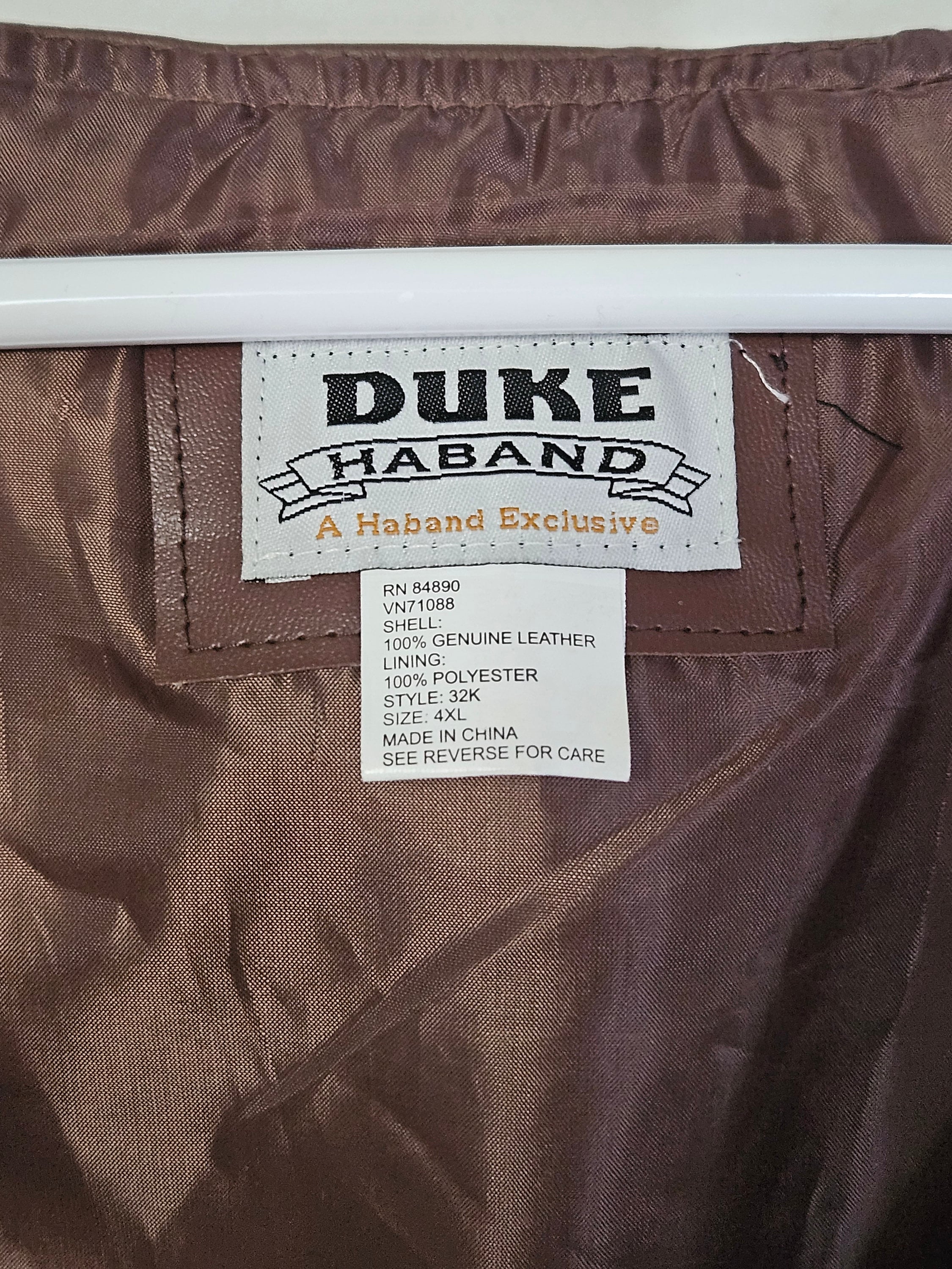 Duke Haband Leather Men's 4XL Snap Closure Vest With Down Patchwork and