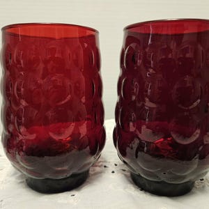 Anchor Hocking Royal Ruby Red Bubble tumblers 4.5" T x 3.25" W