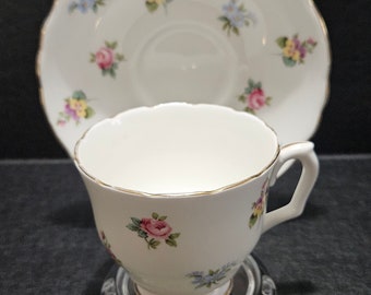 Staffordshire Fine Bone China Bouquet Teacup and Saucer Set