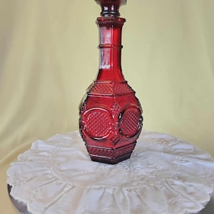 Avon Ruby Red 1876 Cape Cod Collection - (1) 10" T x 3.75" W Decanter per box - awesome vintage condition