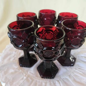 Avon Ruby Red 1876 Cape Cod Collection - (6) Goblets 4.5" T x 2.75" W per box - awesome vintage condition