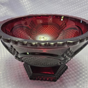 Avon Ruby Red 1876 Cape Cod Collection - (1) Pedestal Candy Dish 3.5&quot; T x 6&quot; W per box - awesome vintage condition