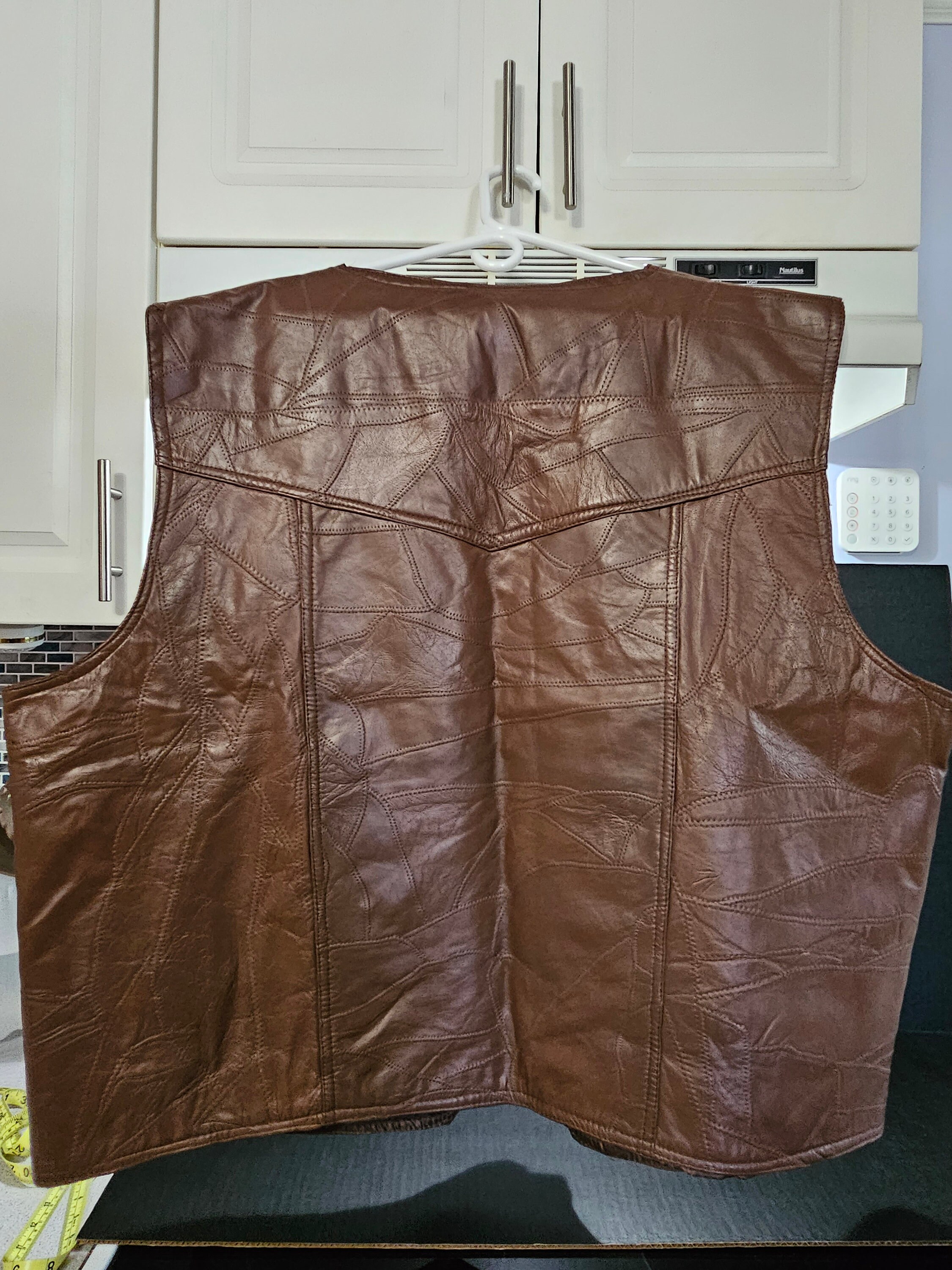 Duke Haband Leather Men's 4XL Snap Closure Vest With Down Patchwork and