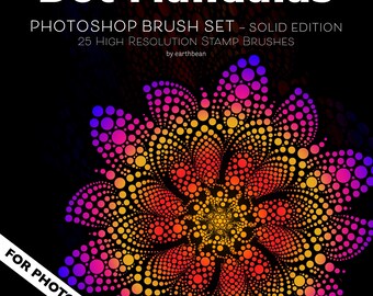 Conjunto de pinceles de Photoshop Dot Mandala: pinceles de sello de alta resolución (descarga digital)
