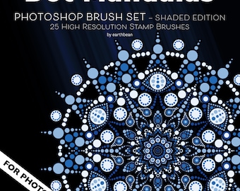 Conjunto de pinceles de Photoshop Dot Mandalas – Edición sombreada / 25 pinceles de sello de alta resolución + 25 PNG transparentes / Descarga instantánea