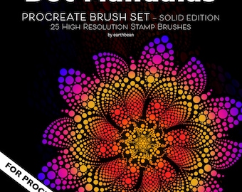 Sellos de mandala de puntos para Procreate / Edición sólida / Juego de pinceles de geometría sagrada / Pinceles de mandala para iPad