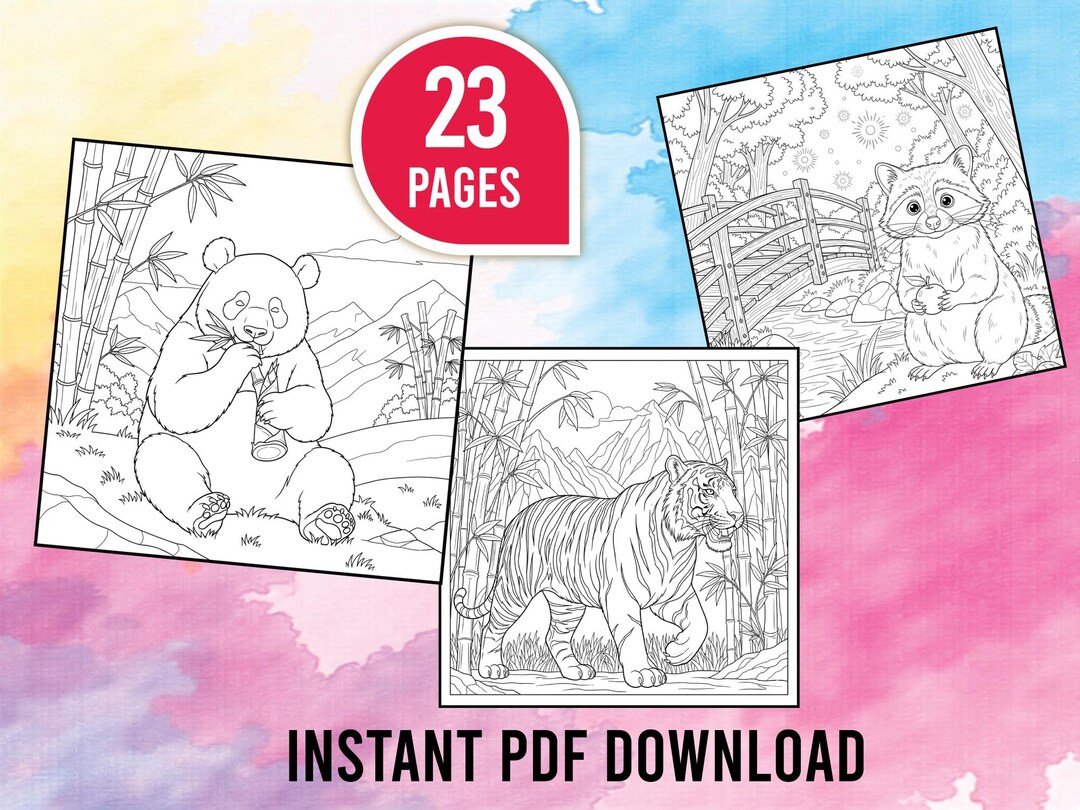 Safari Animals Coloring Book: 23 Pages, Fun for Kids & Adults (digital ...