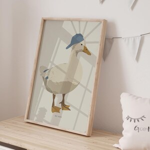 Alberne Gans Hut Digitale Wand Art Print Lustige Bauernhof Tier Poster Süße Gans mit Mütze Kinderzimmer Dekor Geschenk zum Ausdrucken