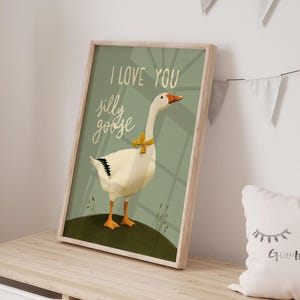 Alberne Gans Spielzimmer Digitale Wand Kunst Drucke Download Skurrile Lustige Gans Poster Bauernhaus Tier Kinderzimmer Kinderzimmer Dekor Neugeborene Geschenk