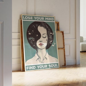 Lose Your Mind Find Your Soul Poster, Vintage Music Lover Wall Art, Retro Aesthetic Music Decor, Retro Vibes Home Decor, Music Retro Poster