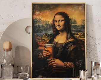 面白いモナ・リザのビールプリント：改変されたルネサンス美術