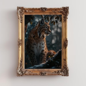 Lynx Painting, Big Cat Wall Art, Lynx Digital Print, Snowy Nature Living Room Decor, Snow Wildlife Wall Art, Animal Lovers Gift, Lynx Poster