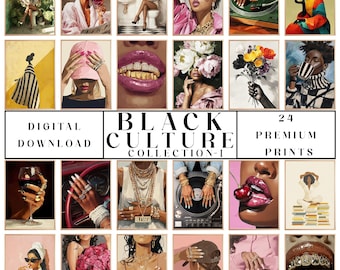 Black Woman Art Prints: Afrocentric Culture, Modern Decor (Digital Download, 24 Piece Set)