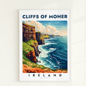Cliffs of Moher Print, Cliffs of Moher Poster, Ireland Wall Art , Cliffs of Moher Illustration, Ireland Coast Painting, Europe Coast Print