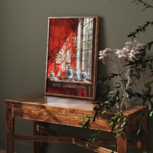 Chinoiserie Blaue Vase Blumen Poster, Minimalismus Blau Weiße Chinesische Porzellan Wand Kunst, Chinoiserie Ginger Jar Vintage Asiatisches Küchen Dekor