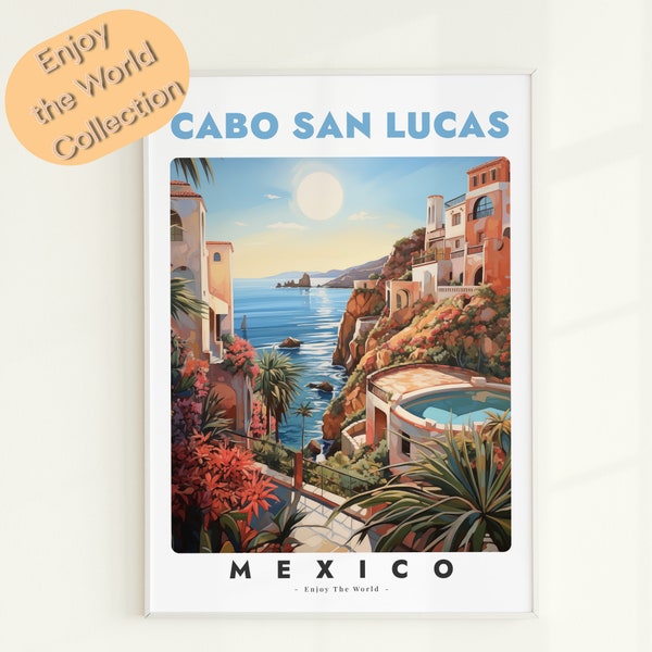 Cabo San Lucas Poster, Cabo San Lucas Print, Mexico Wall Decor, Vintage Travel Print, Cabo San Lucas Home Decor, Cabo San Lucas Travel Gift