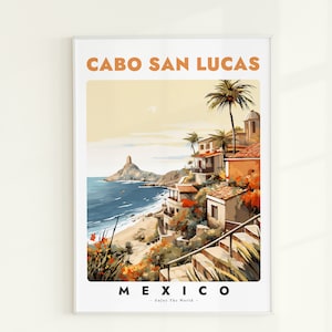 Cabo San Lucas Poster, Cabo San Lucas Travel Print, Mexico Wall Art Print, Vintage Travel Poster, Home Decor Gift, Digital Download Print