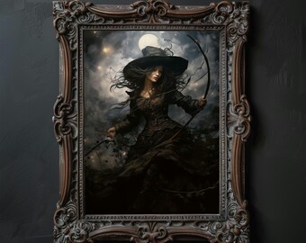 Gothic Witch Print: Dark Fantasy Sorceress, Moody Cottagecore (Digital Download)
