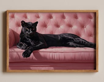 Black Panther Print, Minimalist Big Cat Art (Digital Download)