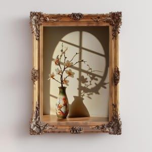 Póster de florero, arte de pared chinoiserie, decoración imprimible de estilo rústico, impresión digital de flores, pintura botánica de florero de moda, arte floral vibrante