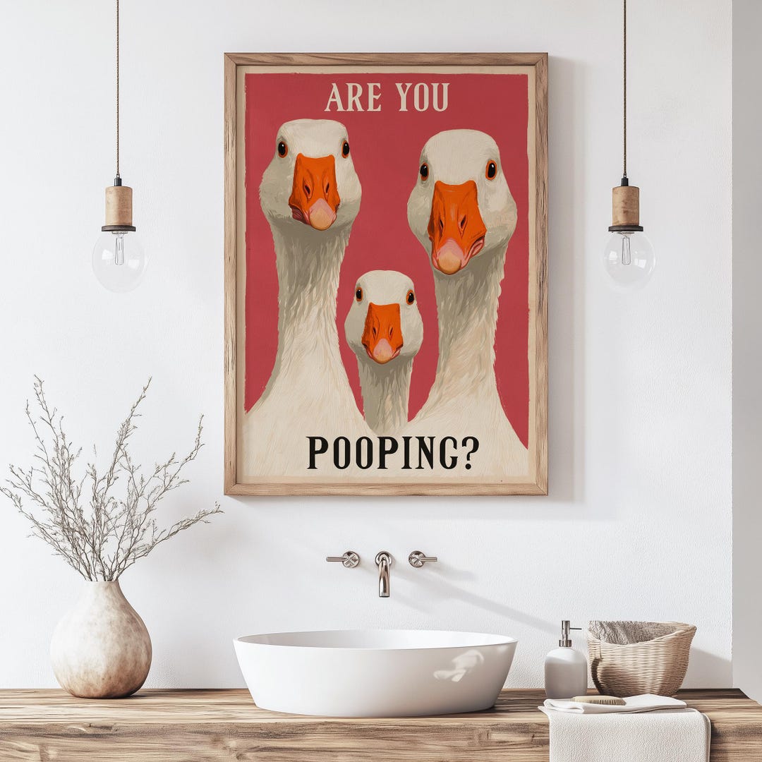 Funny Goose Bathroom Print: Quirky Toilet Humor Wall Art (digital ...