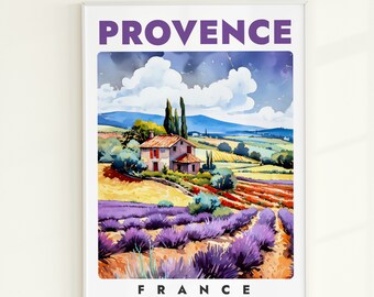 Provence Lavender Field Travel Poster: France Farmhouse Wall Art (Digital Download)