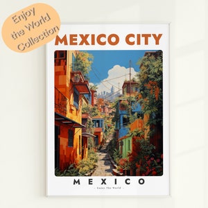 Impression de la ville de Mexico, affiche de la ville de Mexico, art mural Mexique, affiche de voyage rétro, décoration d&#39;intérieur Mexique, cadeau voyage Mexique, décoration murale Mexique