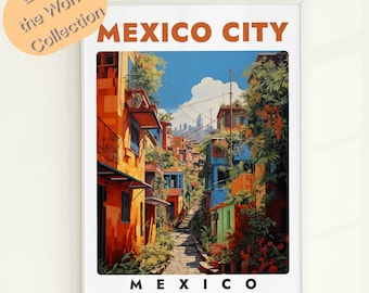 Retro Mexico City Travel Poster: Vintage Mexico Wall Art (Digital Download)