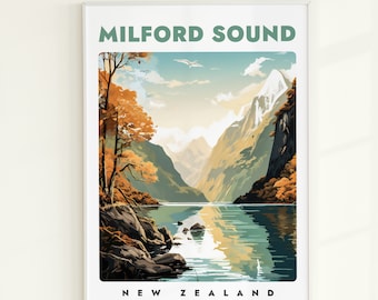Milford Sound Travel Poster: New Zealand Wall Art (Digital Download)