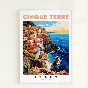 Cinque Terre Reisedruck, Cinque Terre Wandkunst, Italien Reiseplakat, Cinque Terre Plakat, Italien Wanddekor, Digital Download Drucke