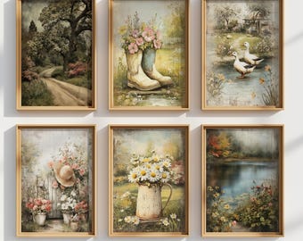 6 Piece Rustic Kitchen Wall Art Digital Prints Farmhouse Decor