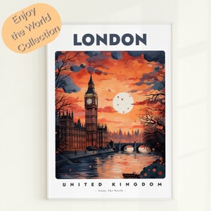 London Poster, London Print, Retro Travel Poster, Big Ben Poster, London Home Decor, London Wall Art, London Travel Gift, London Wall Decor