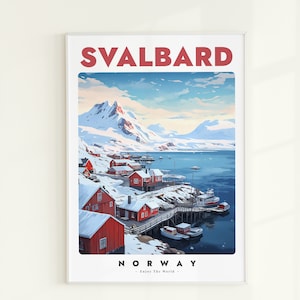 Svalbard Travel Poster, Svalbard Travel Print, Norway Travel Poster, Norway Wall Art Print, Svalbard Painting Illustration, Trendy Wall Art