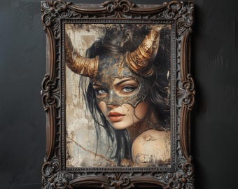 Demon Queen Gothic Art Print, Dark Academia Home Decor (Digital Download)