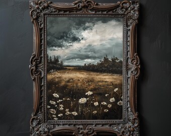 Gothic Cottagecore Landscape Print: Moody Botanical Wall Art (Digital Download)