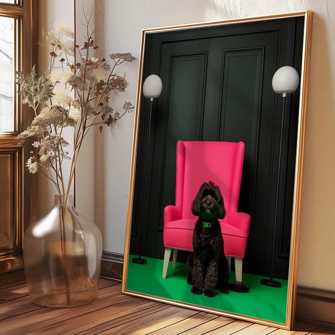 Cockapoo Print Poster, Cockapoo Home Decor, Colorful Dog Painting, Pink ...
