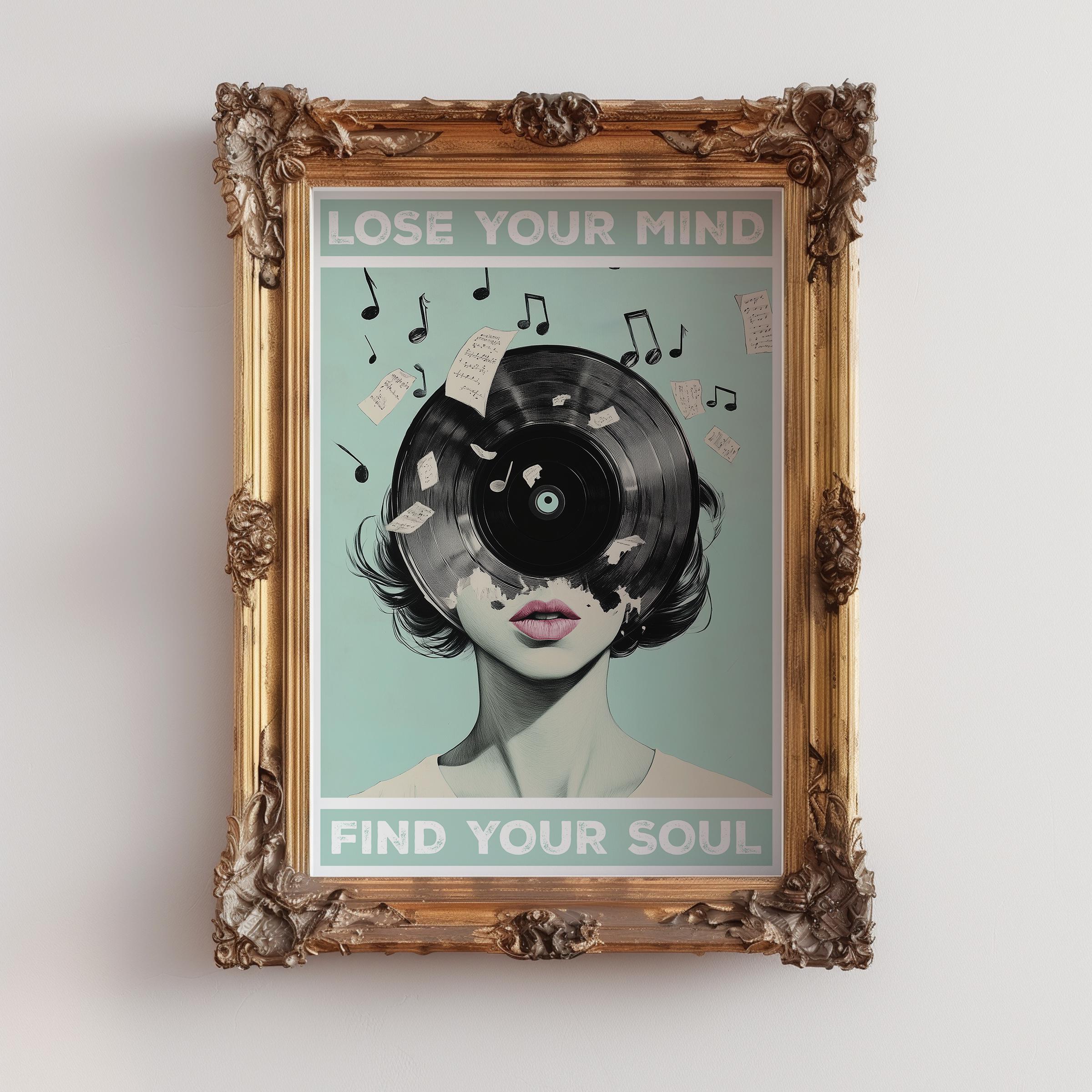 Lose Your Mind Find Your Soul Print, Vintage Music Lover