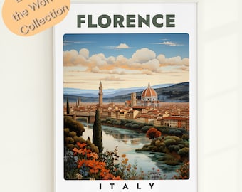 Florenz Italien Stadtansicht Druck: Vintage Reiseposter (Digitaler Download