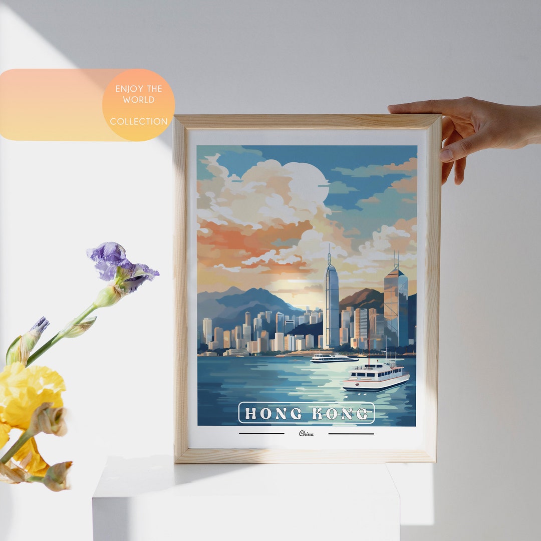 Hong Kong Print Hong Kong Poster China Travel Gift Hong - Etsy