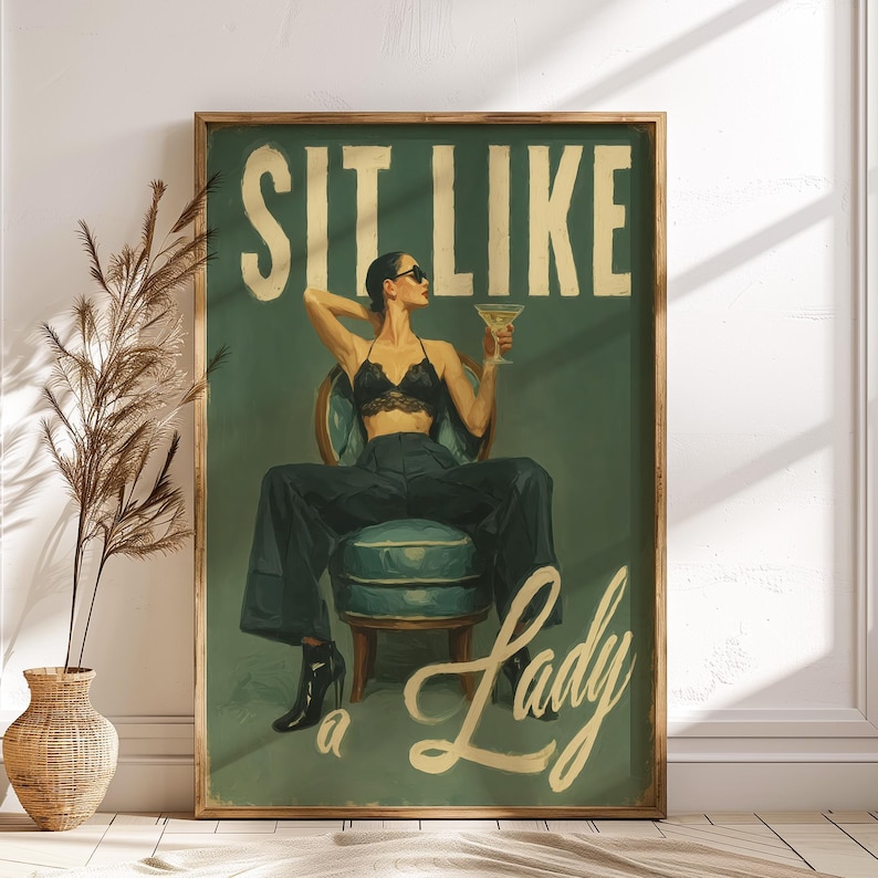 Sit Like Rosa Sit Like A Lady Feminine Poster Digital Wall Art Bar Decor Printable - Etsy