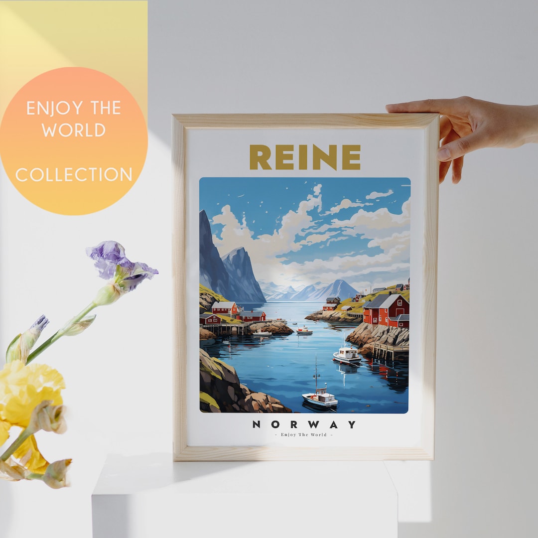 Reine Travel Poster, Reine Wall Art Print, Norway Travel Poster, Norway