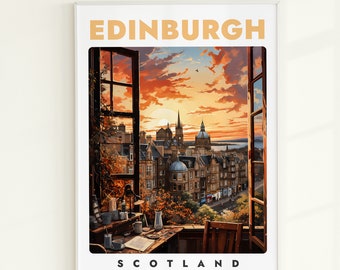 Edinburgh Scotland Travel Poster: Europe City Wall Art (Digital Download)