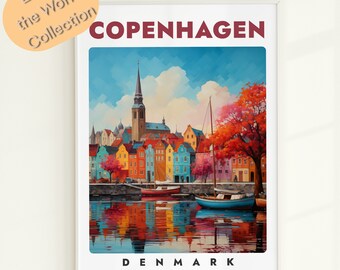 Copenhagen Denmark Art Print: Colorful Cityscape (Digital Download)