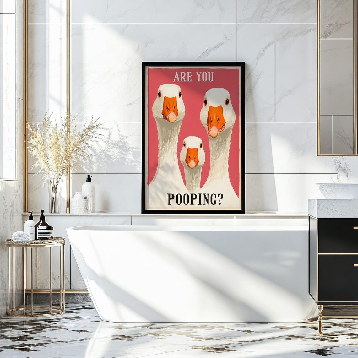 Funny Goose Bathroom Print: Quirky Toilet Humor Wall Art (digital ...
