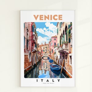 Venice Travel Print, Venice Poster, Italy Travel Gifts, Venice Gondola Wall Decor, Italy Digital Download Prints, Vintage Travel Art
