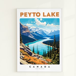 Peyto Lake Travel Print, Peyto Lake Poster, Alberta Painting, Alberta Poster, Canada Digital Wall Art, Peyto Lake Painting, Canada Poster