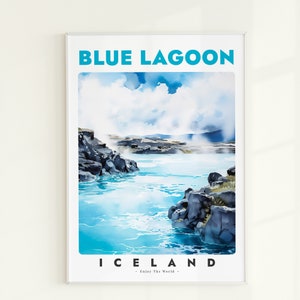 Blue Lagoon Poster, Blue Lagoon Print, Blue Lagoon Travel Poster, Iceland Wall Art Print, Grindavík Painting Illustration, Travel Gifts