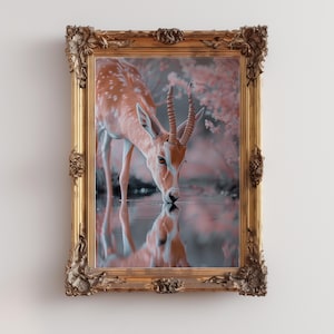 Gazelle Print Wall Art, Modern Animal Illustration, Gazelle Safari Decor, Nature Lover Gift, Wildlife Art, Home Decor, Chic Stylish Design