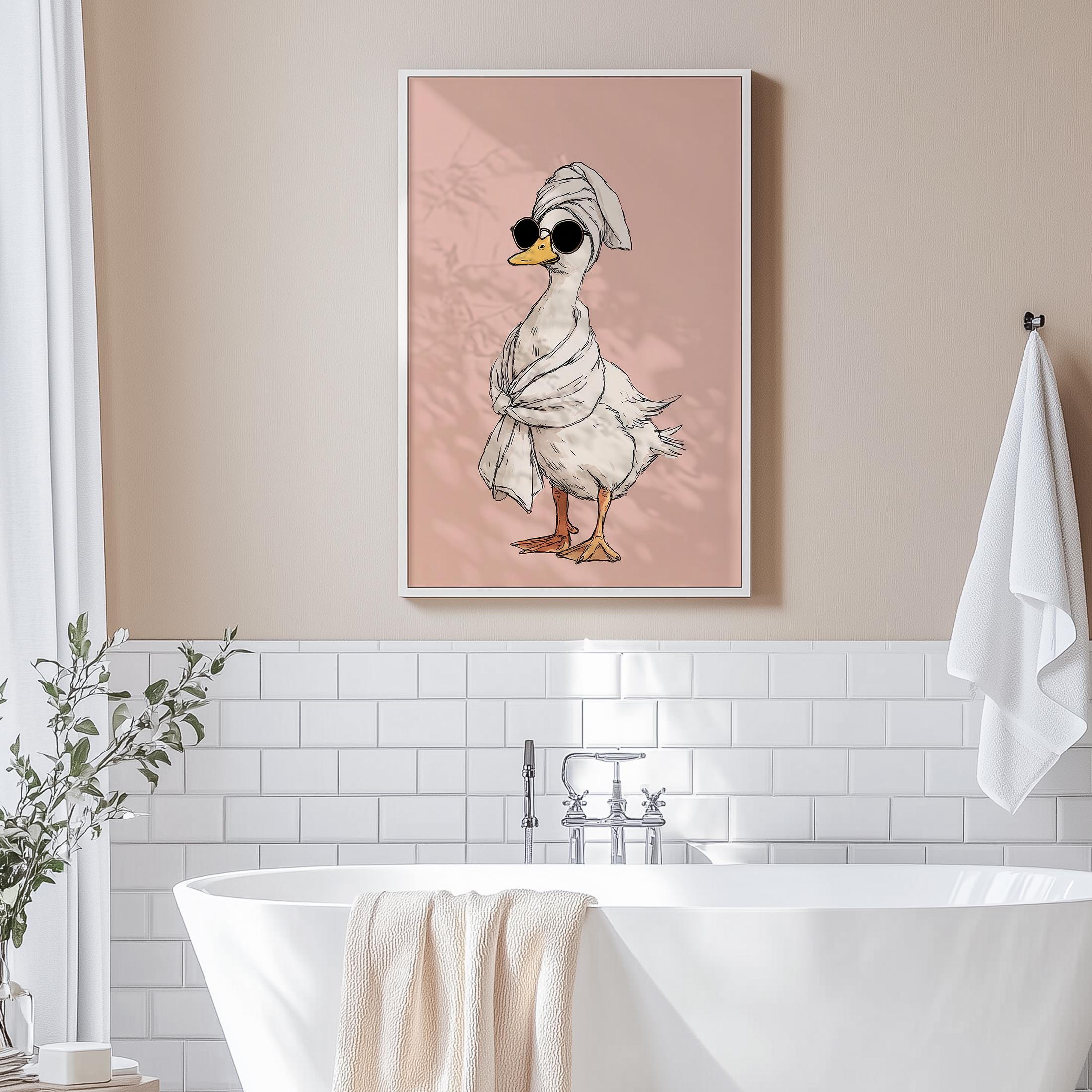 Funny Goose Bathroom Print: Duck in Sunglasses, Spa Decor (digital ...
